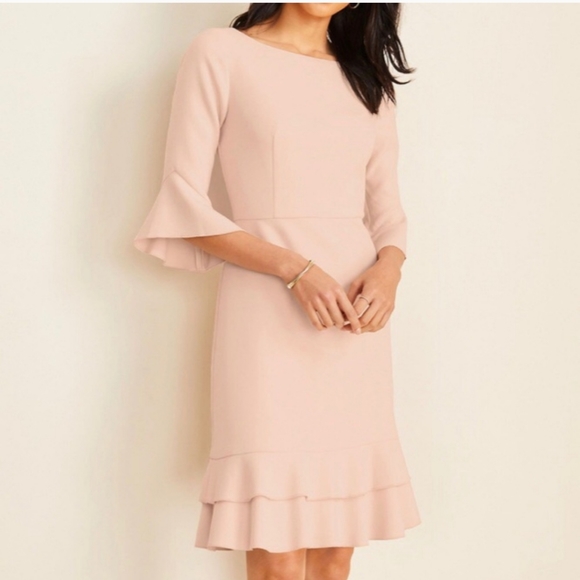 Ann Taylor Double Weave Flounce Sheath Dress Size 12 - Picture 1 of 9